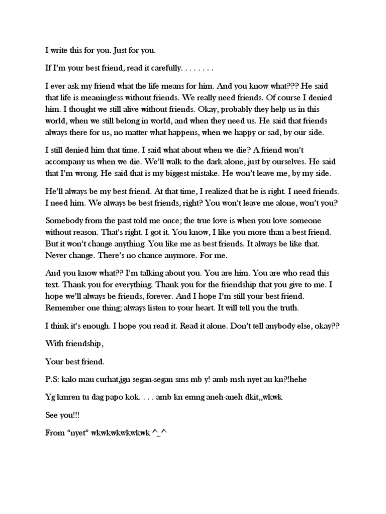 A Letter To Best Friend | Pdf