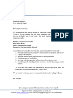 Offer Letter Counsellor