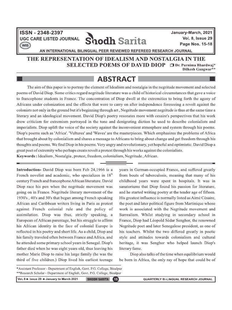 The Representation of Idealism and Nostalgia in The Selected Poems of ...