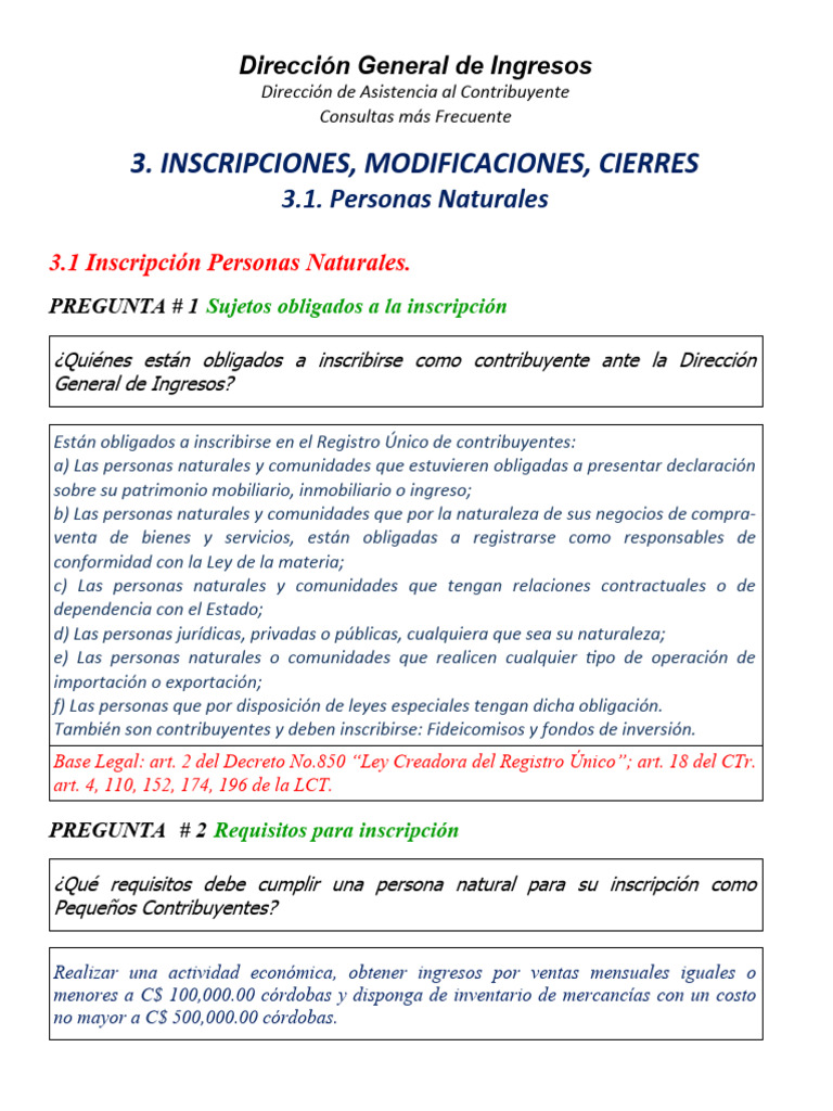 Inscripción y Requisitos Fiscales | PDF