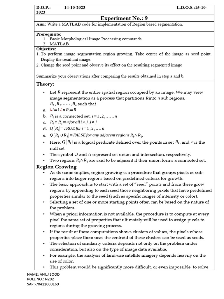 Experiment 9 IVP - REGION - N292 - GROWING | PDF | Teaching Methods ...
