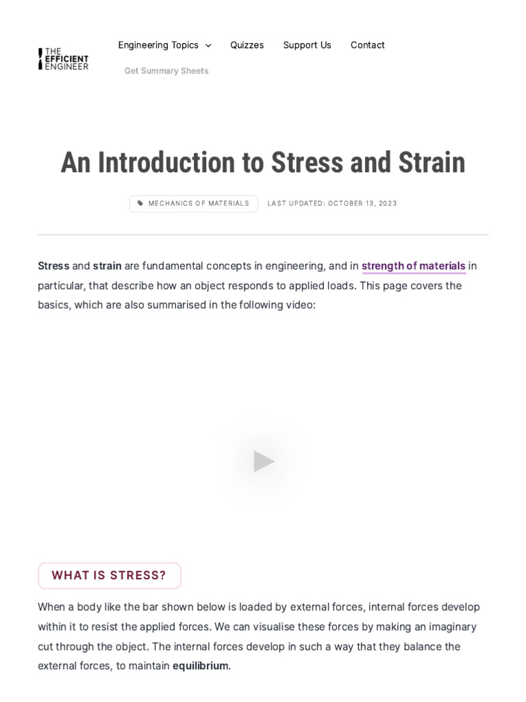 An Introduction To Stress and Strain - The Efficient Engineer | PDF ...