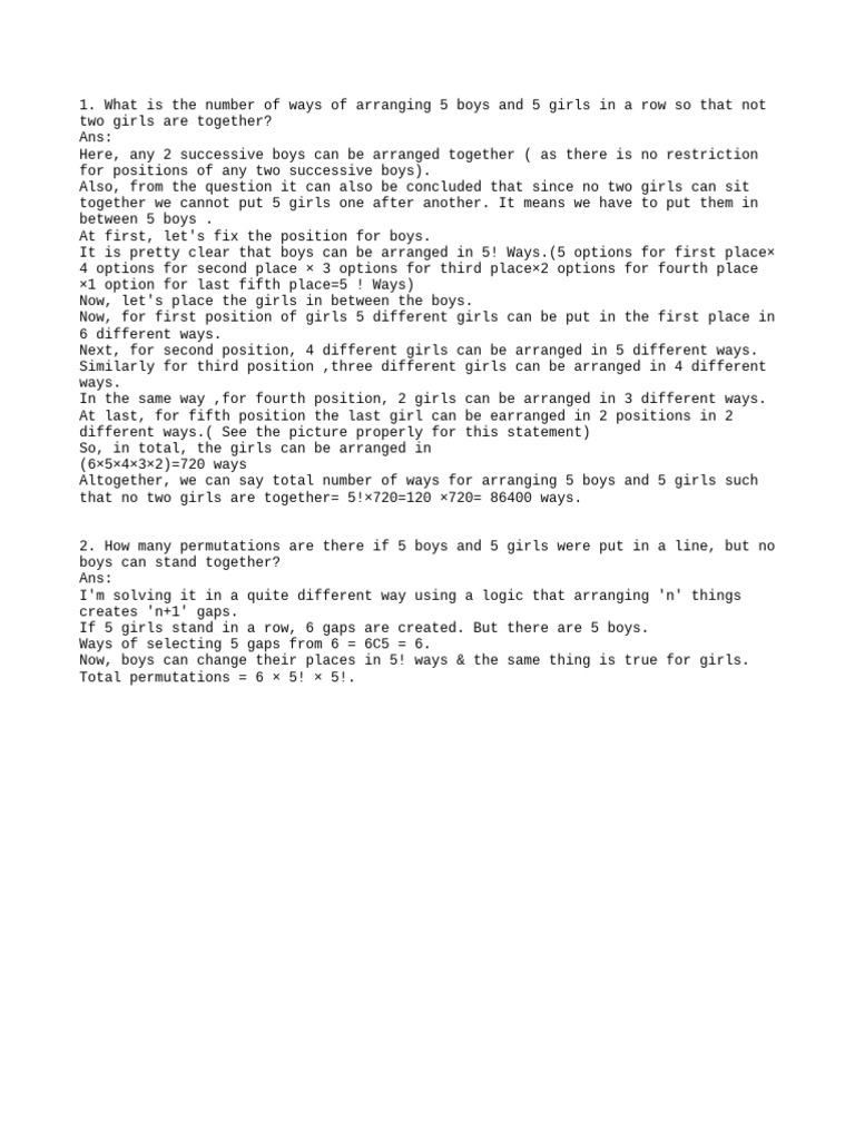 Permutation and Combination Problems PDF