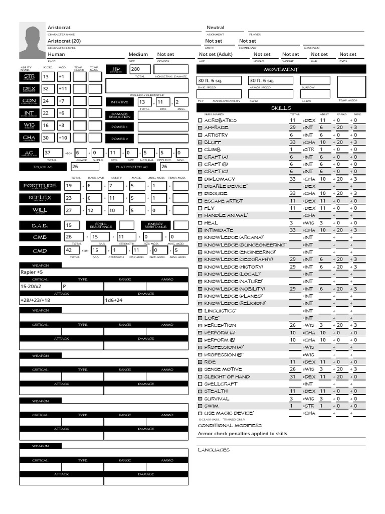 Pathfinder Aristocrat | PDF | Tabletop Games | D20 System