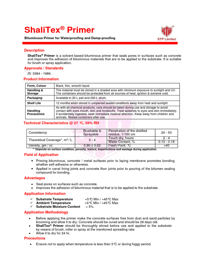 ShaliTex Primer PDF Concrete Materials