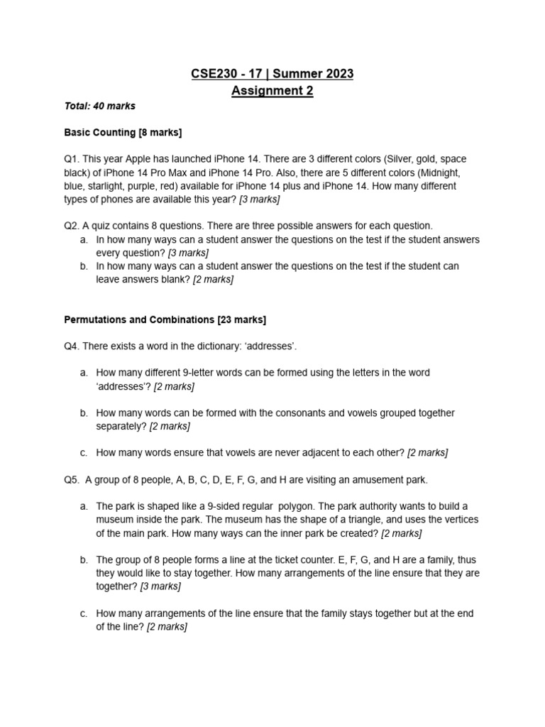 Permutation and Combination Maths PDF I Phone Linguistics