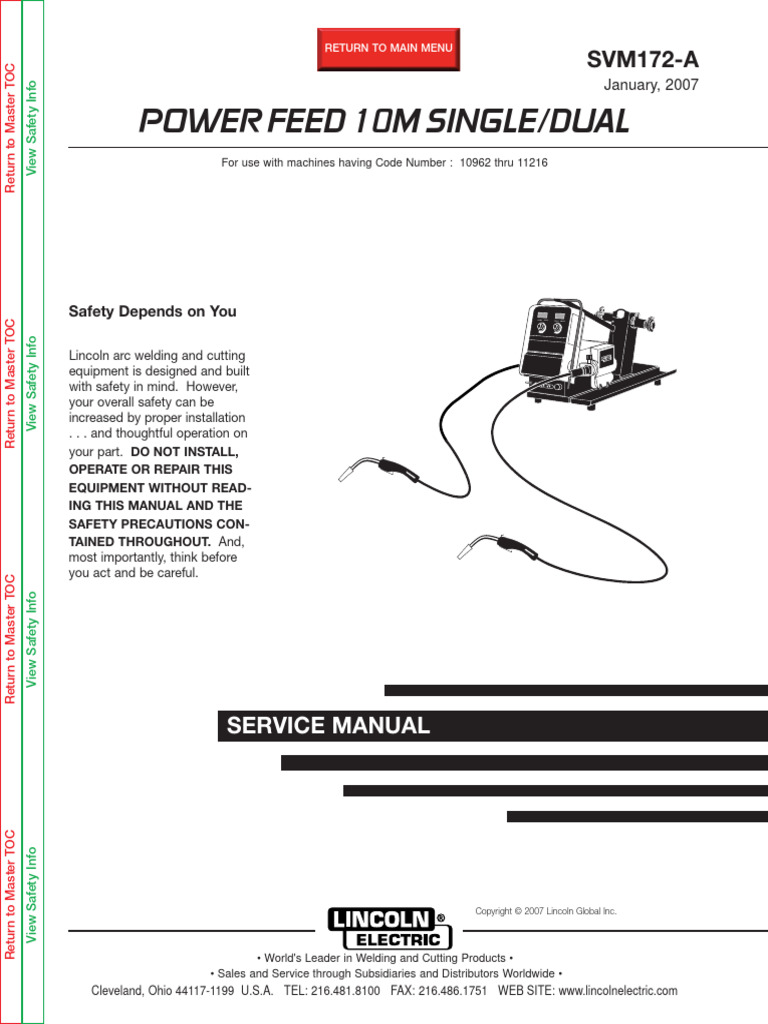 Lincoln Electric Svm172-A Power Feed 10m Single Dual | PDF | Welding |  Construction