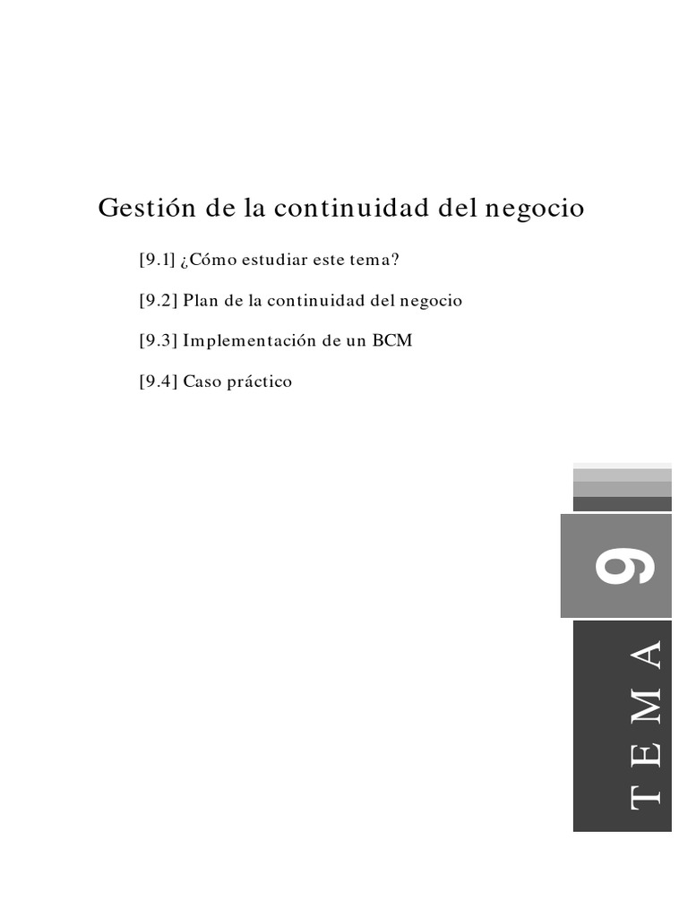 t09 00 Gestion de La Continuidad Del Negocio | PDF
