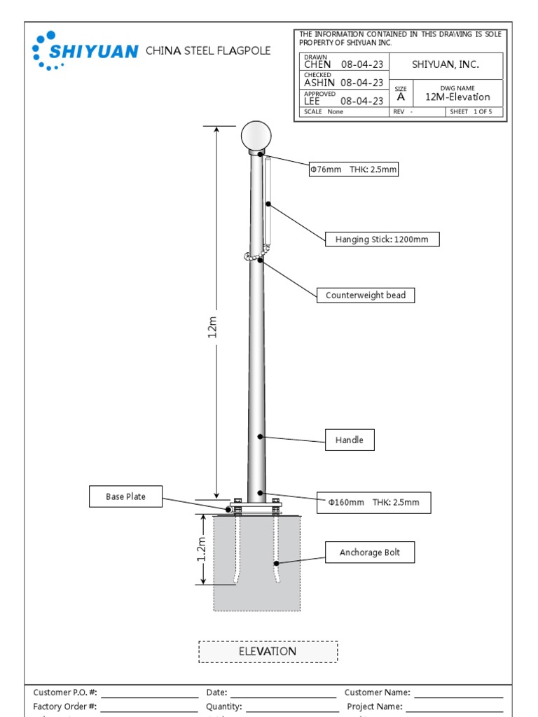 China Steel Flagpole Design Drawings | PDF | Home & Garden