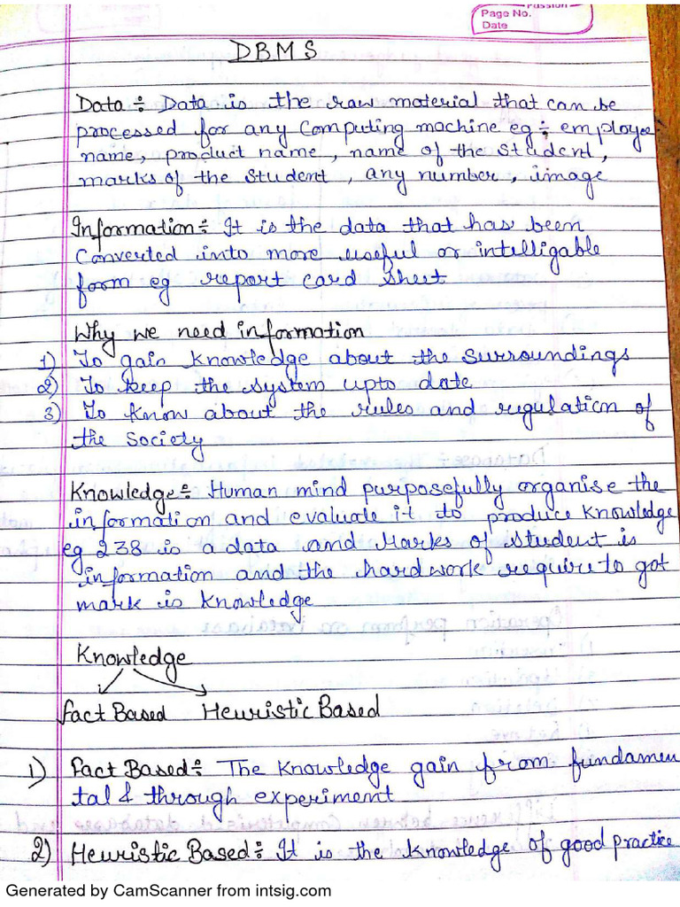 Dbms handwritten notes pdf