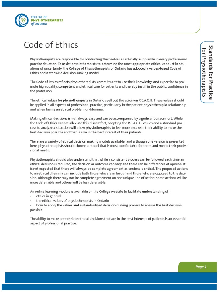 Code of Ethics V3 | PDF | Physical Therapy | Value (Ethics)