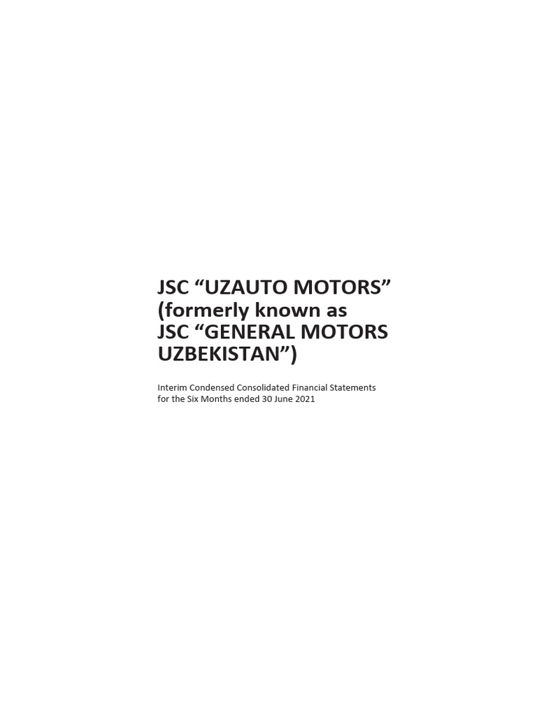 UzAuto Motors JSC Financial Reports PDF Financial Statement