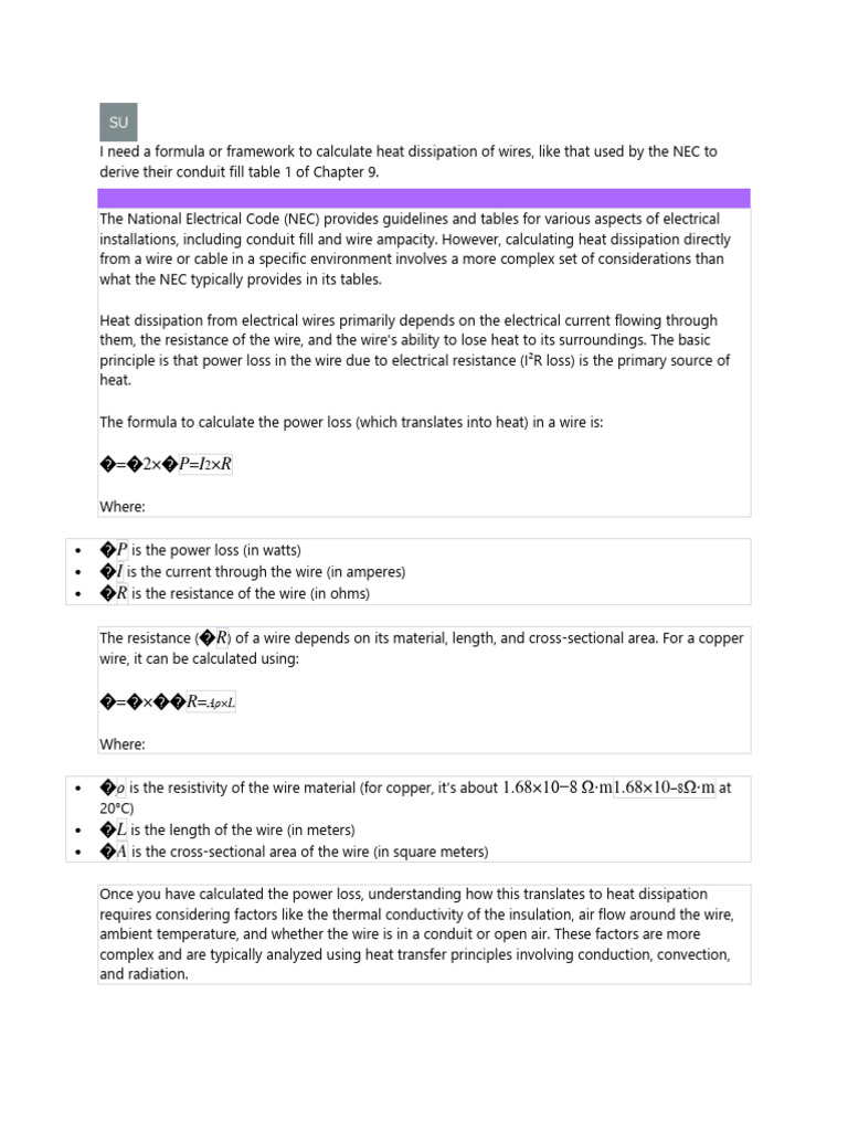 Wire Heat Dissipation Calculation Guide | PDF | Electrical Resistance ...