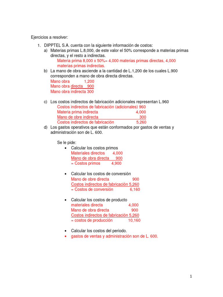 Ejercicios Resueltos de Contabilidad de Costos | PDF | Salario ...