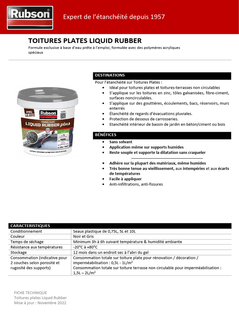 Rubson Toitures Plates Liquid Rubber Tds PDF