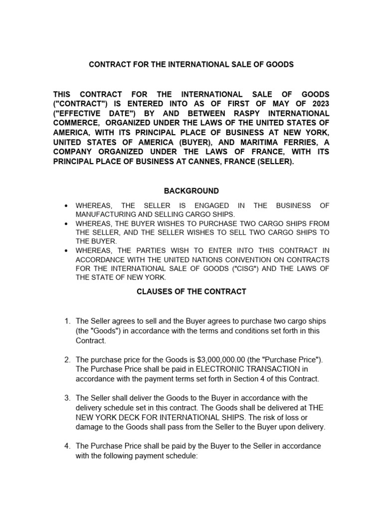 International Cargo Ship Sales Contract | PDF