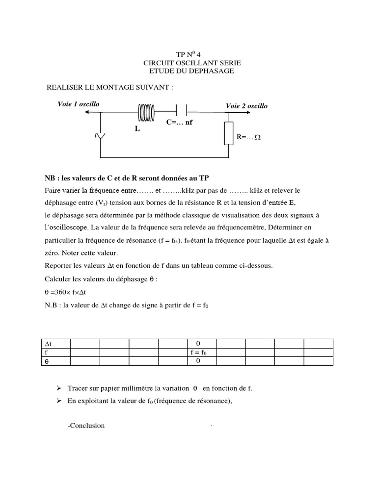 Étude du déphasage dans un circuit RLC | PDF | Sciences et mathématiques