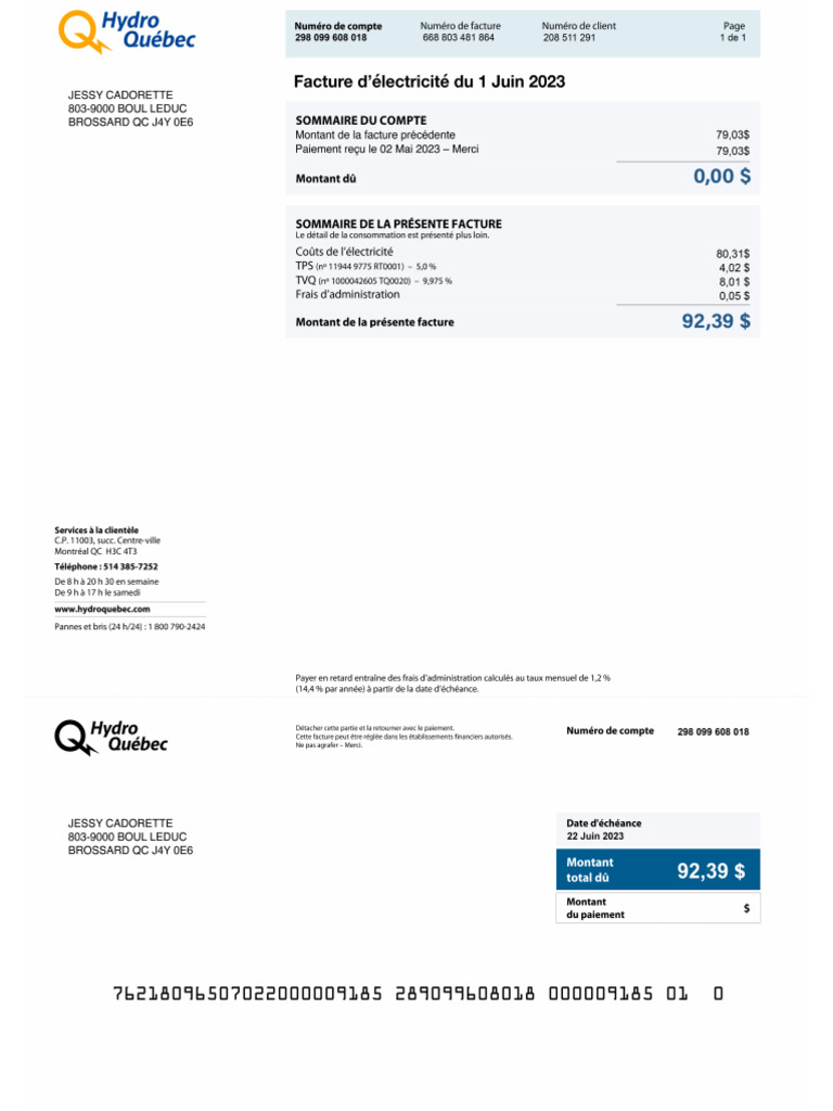Image Result For Compte Et Facture Hydro Qubec