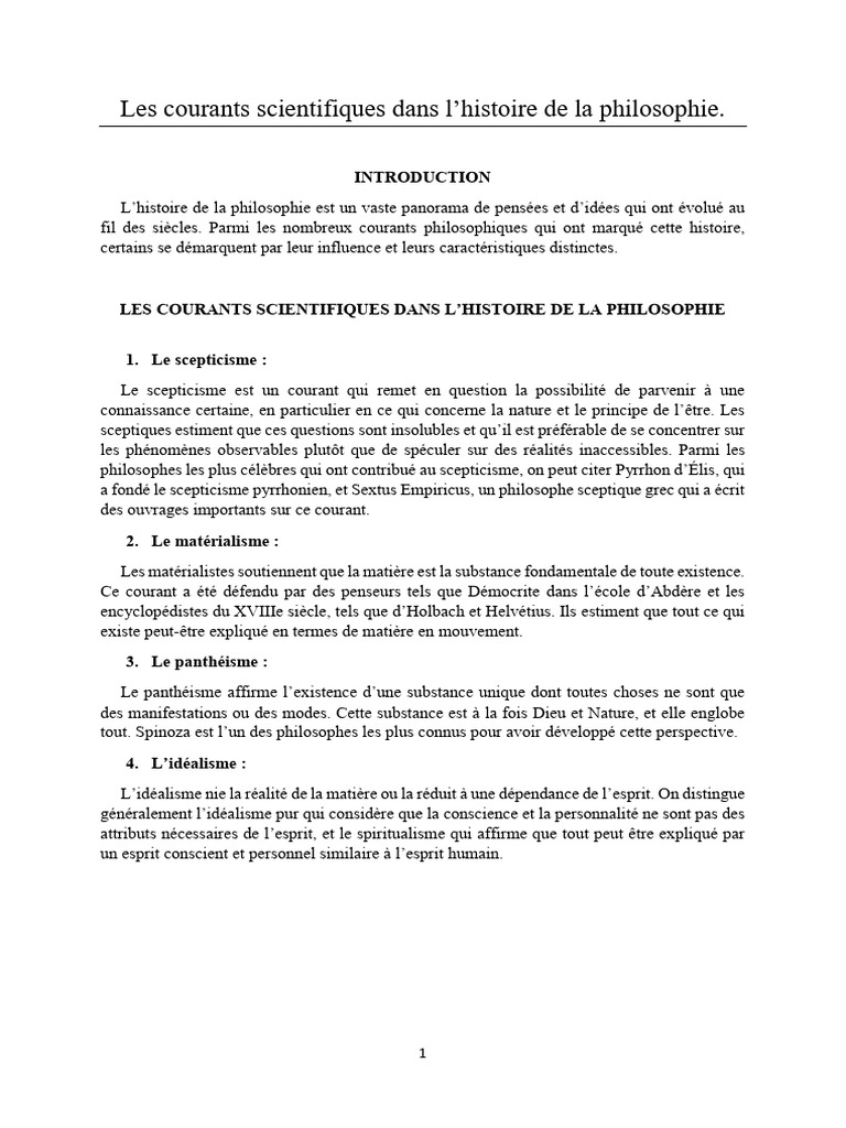 Courants scientifiques en philosophie | PDF | Scepticisme | Matérialisme