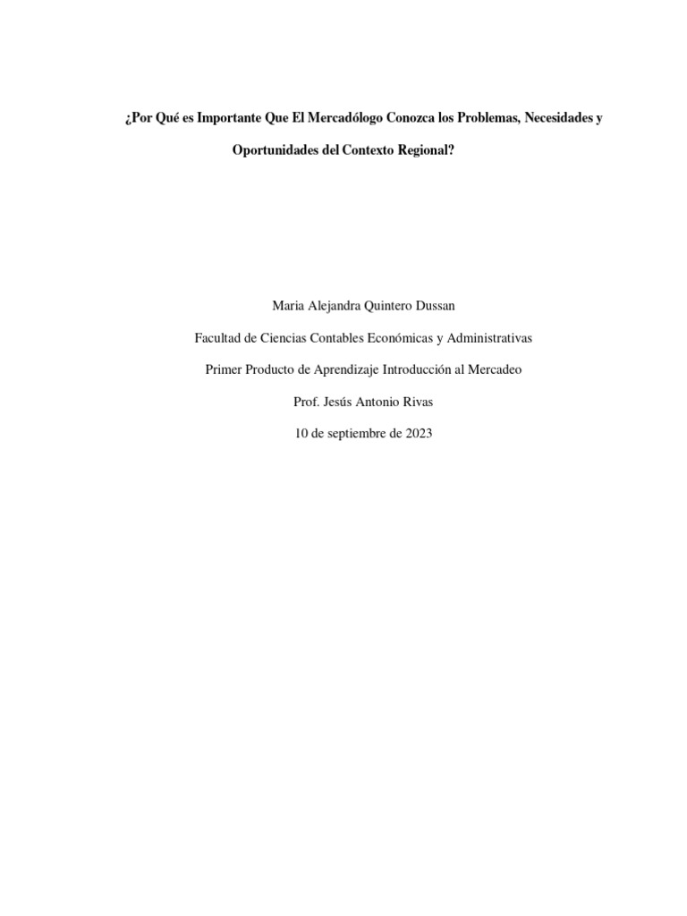 I-Introduccion Al Mercadeo Maria Alejandra Quintero Dussan | PDF | Marketing | Los bosques