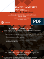 HISTORIA de LA MÚSICA UNIVERSAL II Albores Del Renacimiento Música Instrumental y Géneros