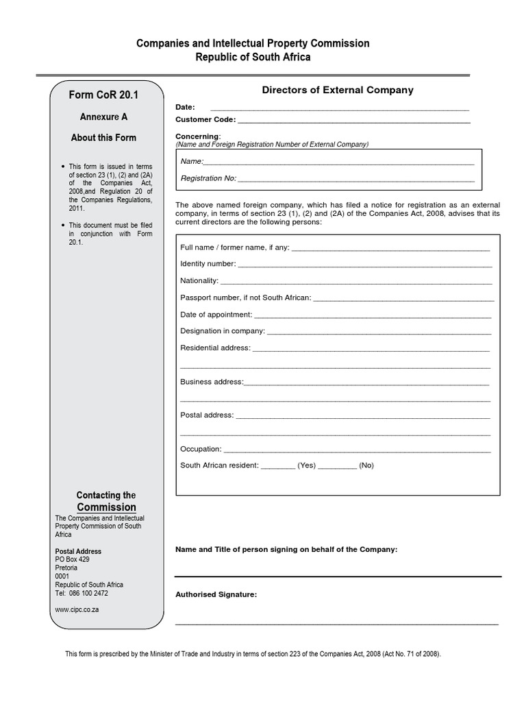 Directors of External Company Form | PDF