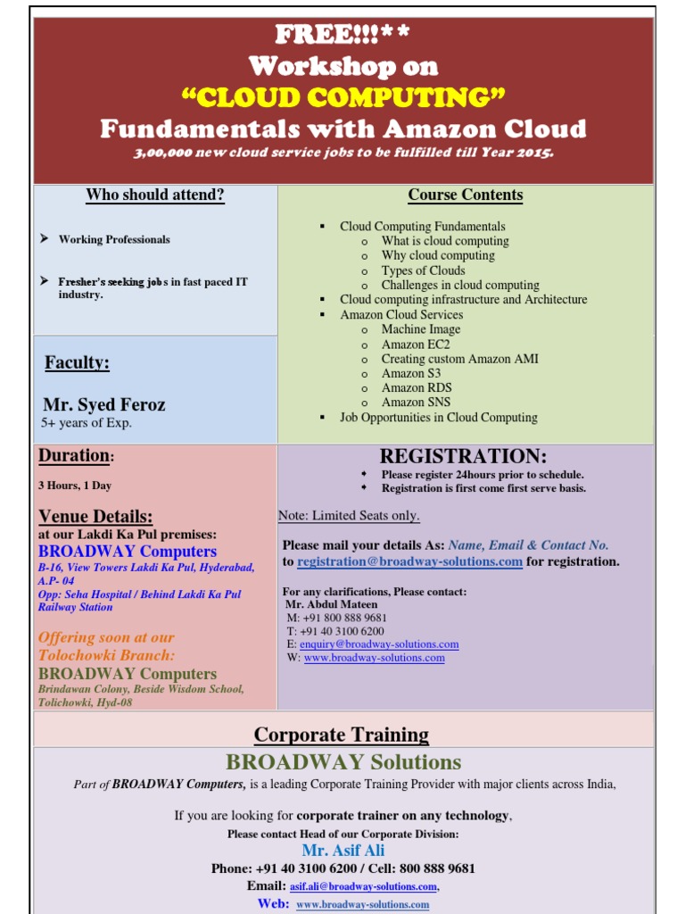 Free Cloud Computing Workshop in Hyderabad | PDF