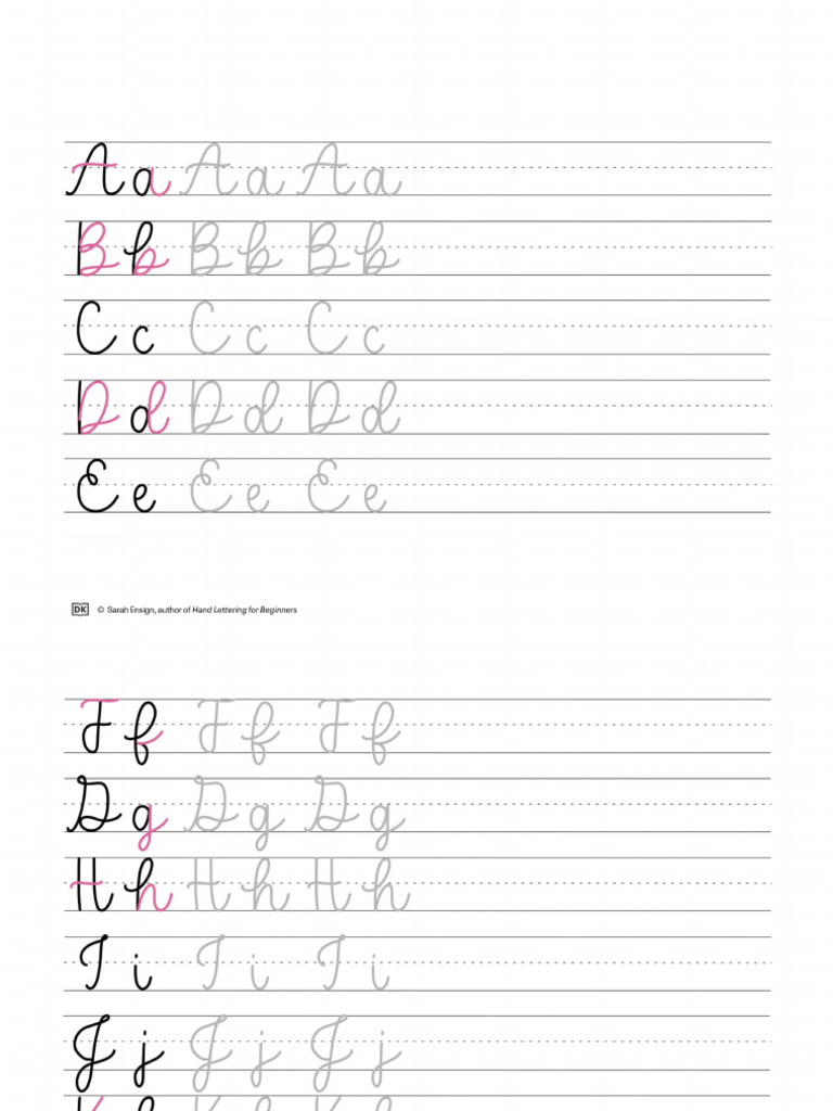 Hand Lettering Worksheet Monoline Script PDF