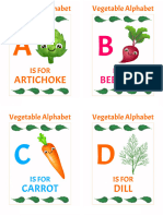 Flash-card vegetable alphabet 4 in 1 page