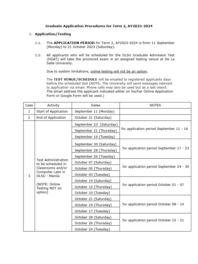 DLSU Term 2 Graduate Application Guide | PDF | Doctor Of Philosophy ...