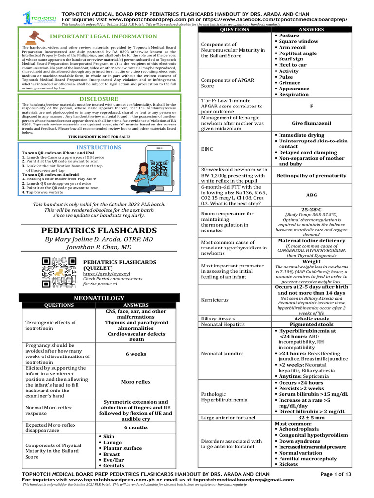 11.0 Pediatrics Flashcards Oct 2023 | PDF | Vaccines | Rectum