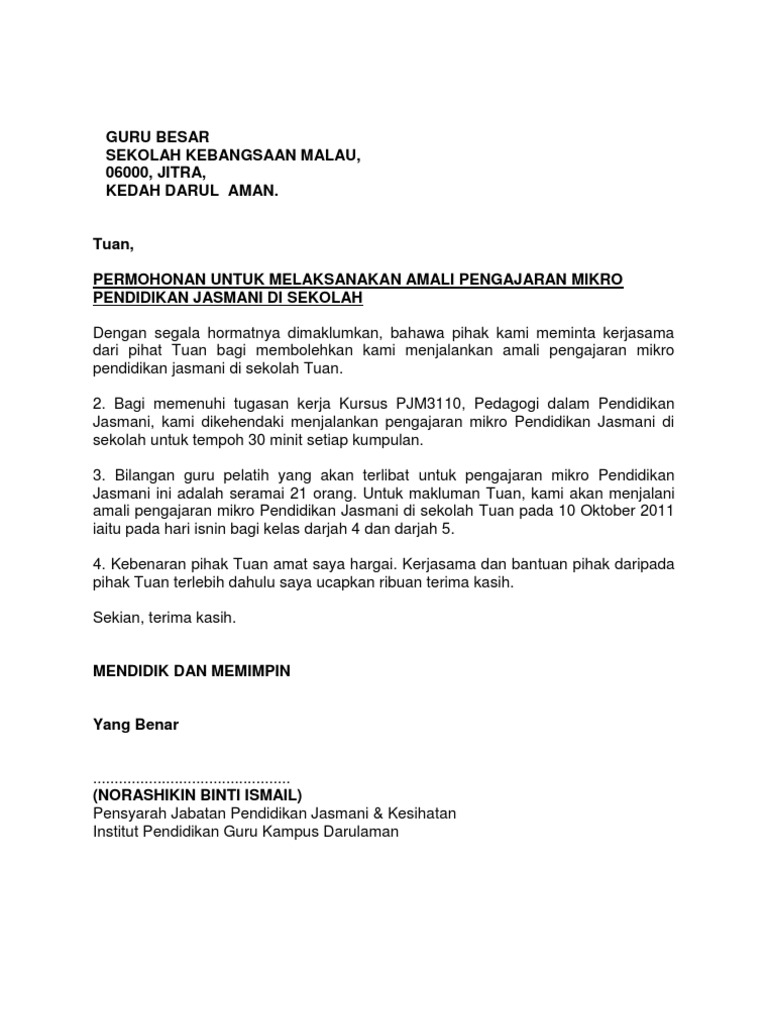 Surat Rasmi Permohonan Pdf