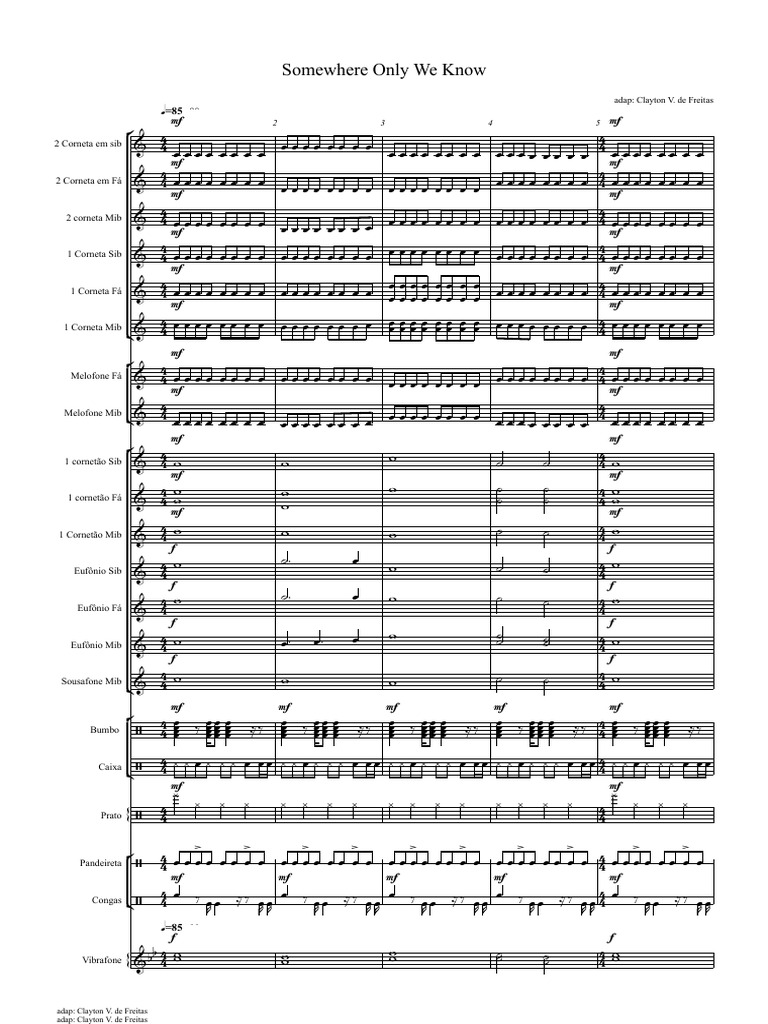 Somewhere Only We Know - Partitura Completa | PDF