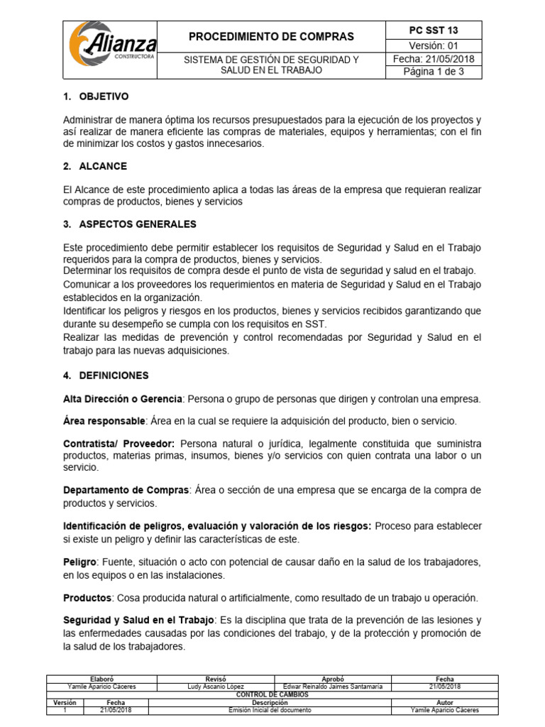 PC SST 13 Procedimiento de Compras | PDF | Business | Valores