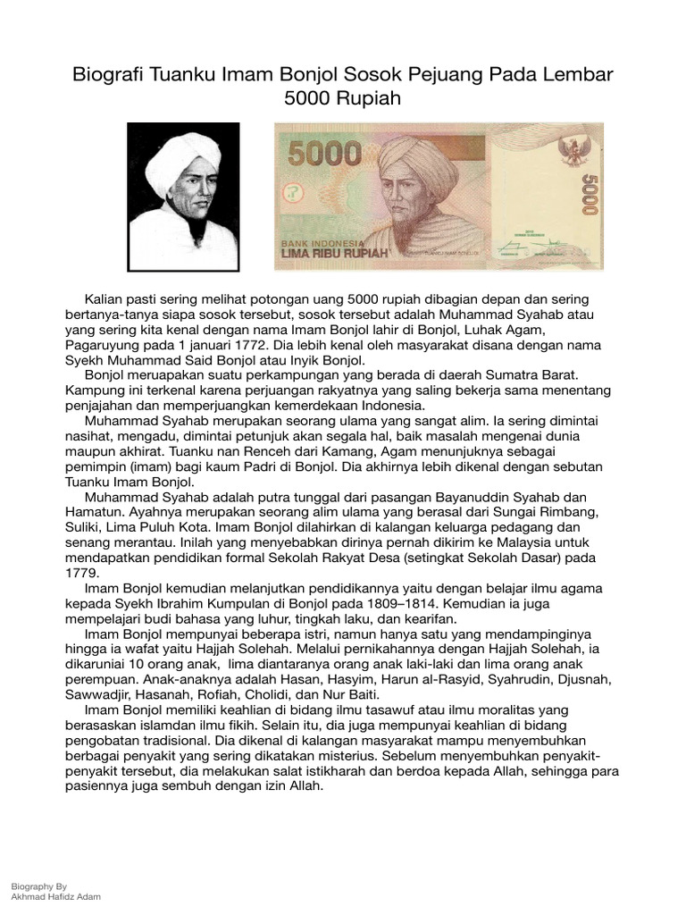 Biografi Tuanku Imam Bonjol | PDF