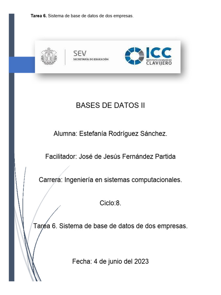 Bases De Datos 2 Tarea 6 Pdf Bases De Datos Escalabilidad