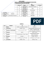 Date Sheet 1st Assessment XI & XII.
