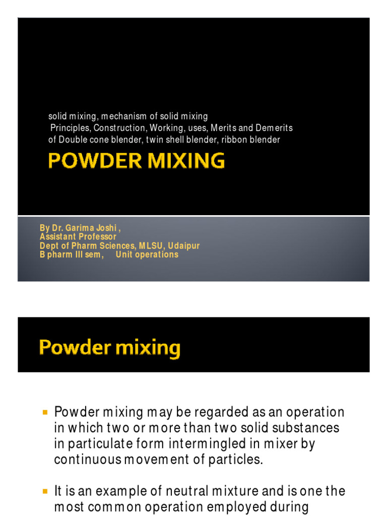 Solid Mixing Mechanisms and Blenders | PDF