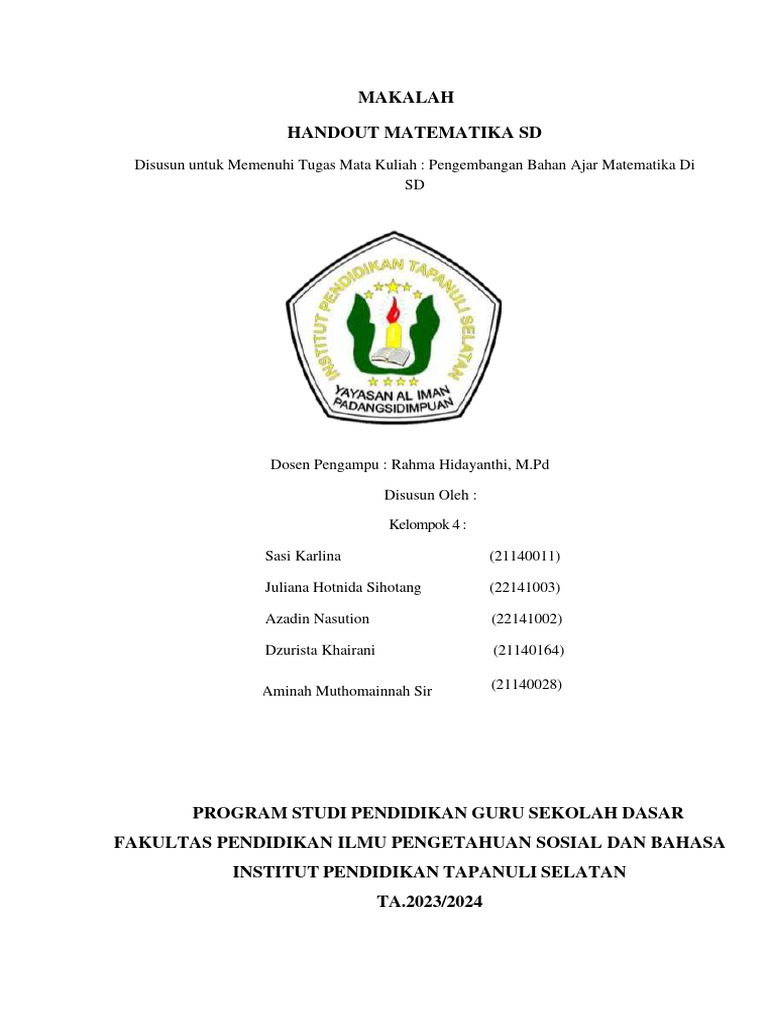 Contoh Handout Matematika SD | PDF