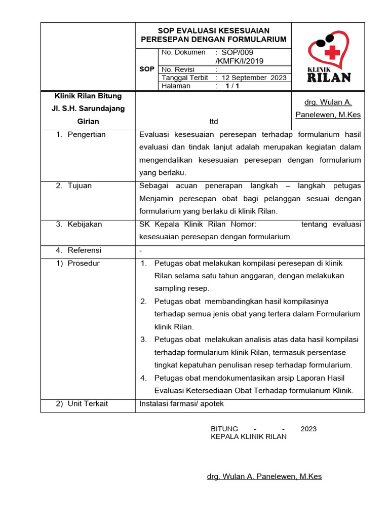 Evaluasi Peresepan di Klinik Rilan | PDF