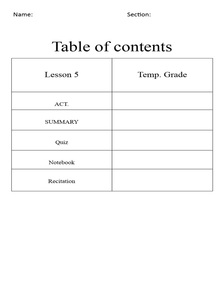 Table of Contents 4 and 5 | PDF