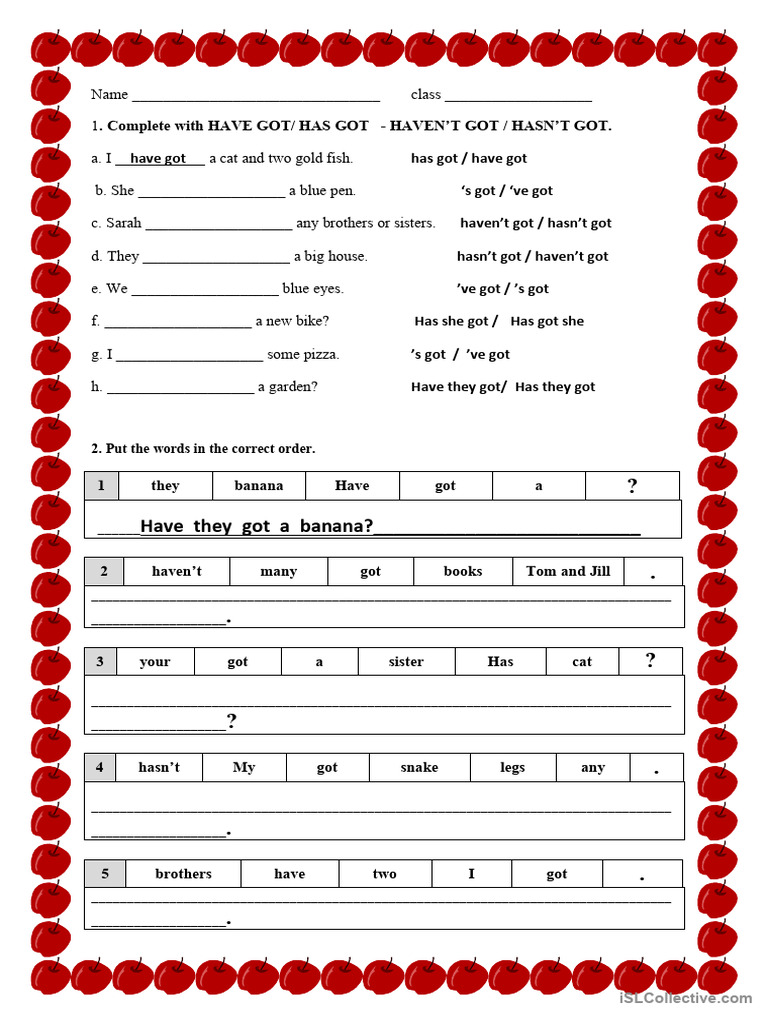 Have Got-Jumbled Sentences | PDF | Language Arts & Discipline