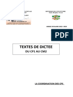 Textes de Dictee Du CP1 Au CM2