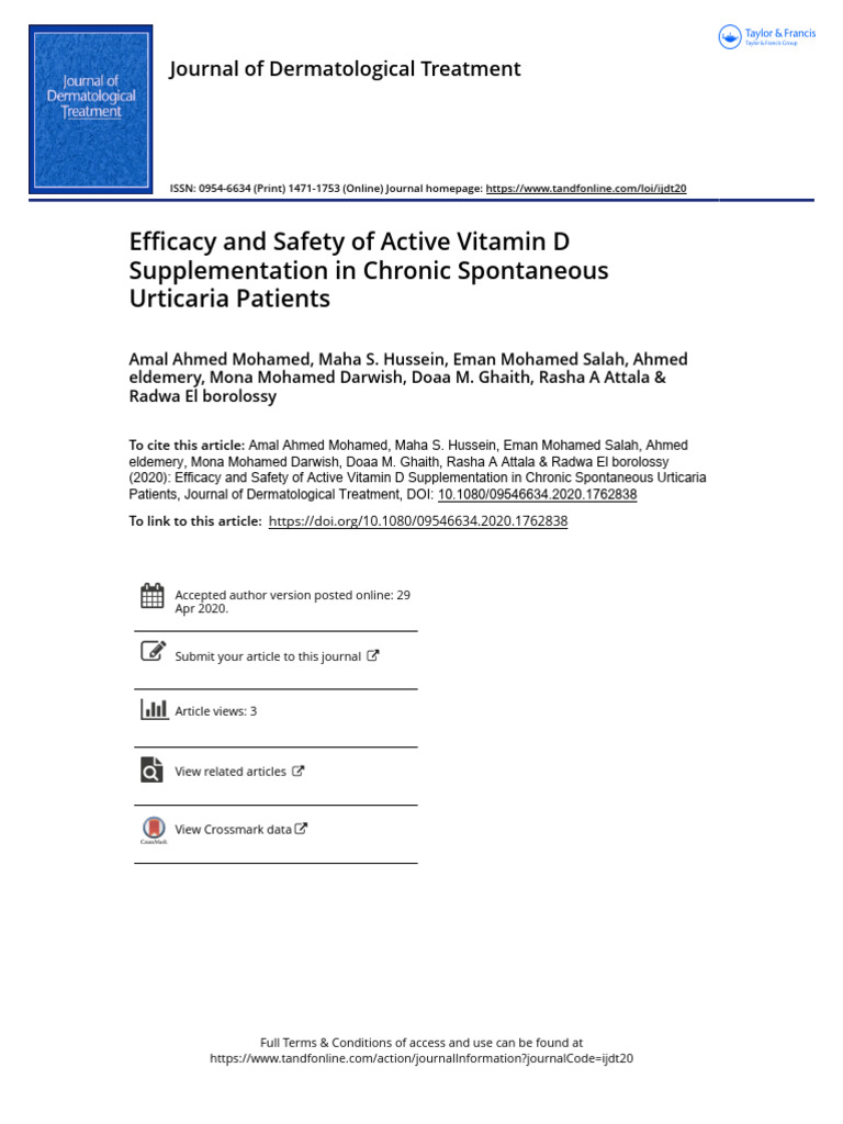 Efficacy and Safety of Active Vitamin D Supplementation in Chronic