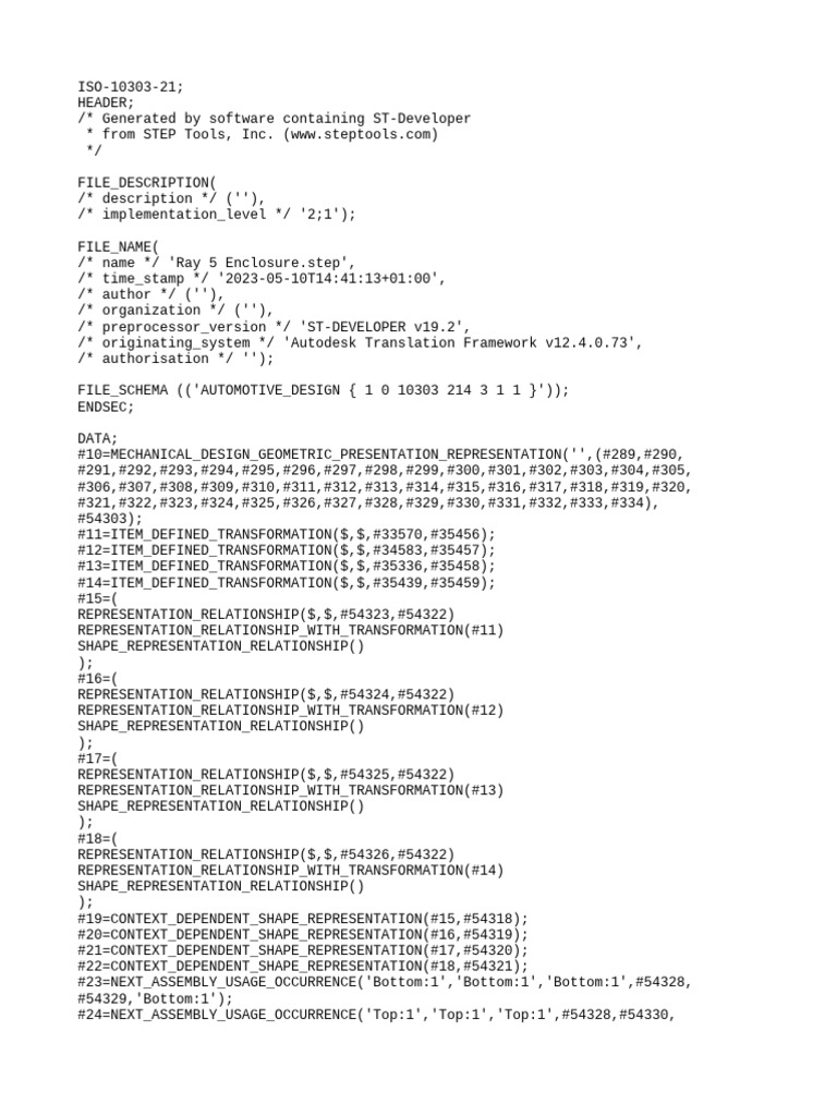 Ray 5 Enclosure STEP File Data | PDF | Computing