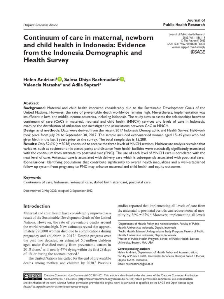 Continuum of Care in Maternal Newborn and Child He | PDF | Maternal ...