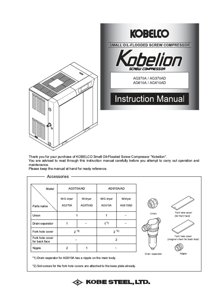 Kobelco Compressor Instruction Manual AG | PDF