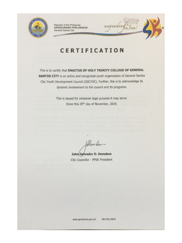 Endorsement or Certification PDF