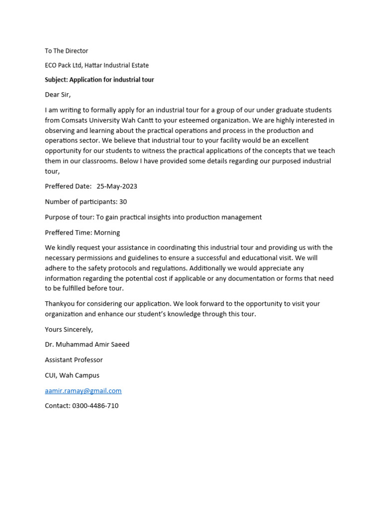 Industrial Tour Application for Students | PDF