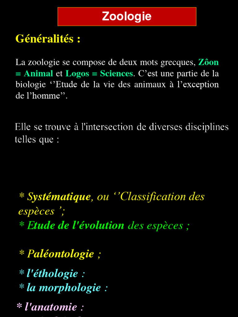 Classification et étude des animaux | PDF | Zoologie | Biologie